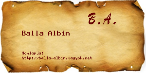 Balla Albin névjegykártya