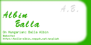 albin balla business card